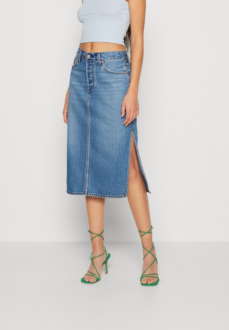 Levi's® SIDE SLIT SKIRT Jupe en jean artist divided/denim bleu
