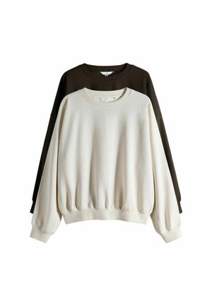 REGULAR FIT - 2 PACK CREW - Sweatshirt - chocolate brown cream