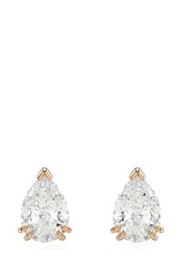 Päronformade diamantörhängen i roséguld med klara, facetterade stenar som har en glittrande yta.