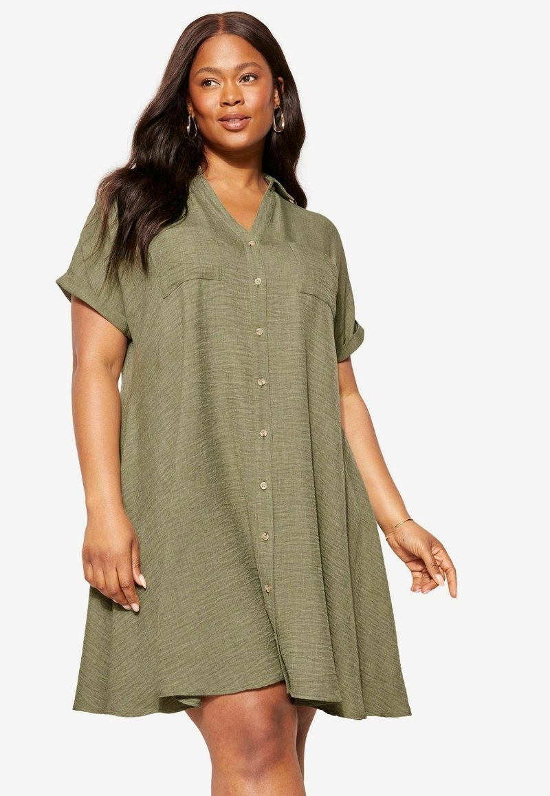 Curves Like These LOOK
 - Blusenkleid - khaki green