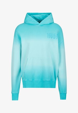 Light blue gradient hoodie with front kangaroo pocket and subtle "19V69" text on upper left chest.