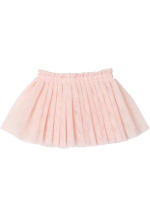 Jupe en tulle plissé rose clair avec taille élastique, conçue pour un enfant.