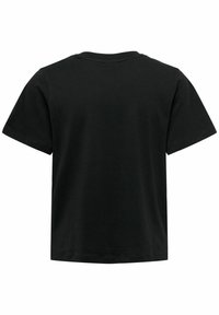 Black cotton t-shirt with short sleeves, crew neck, and a plain back. Fabric appears smooth without any visible patterns or hardware.