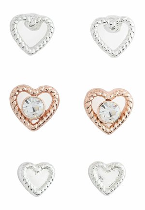HEART STUD 3 PACK  - Cercei - rose gold tone silver tone
