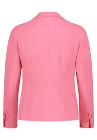 Rosa blazer med en strukturerad design, spetsiga slag och långa ärmar. Slät tyg med sömnad bak och knäppning vid ärmsluten.