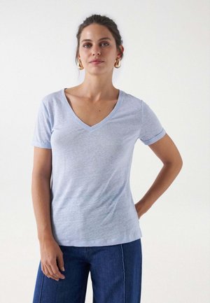 Salsa Jeans LINEN V-NECK - T-shirt basique - blau