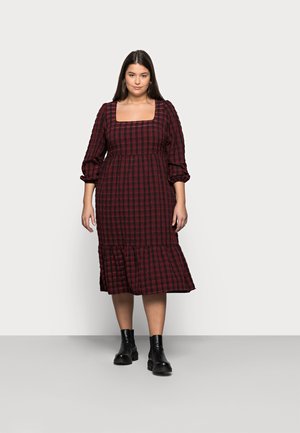 CHECK SEERSUCKER SMOCK - Jurk - red