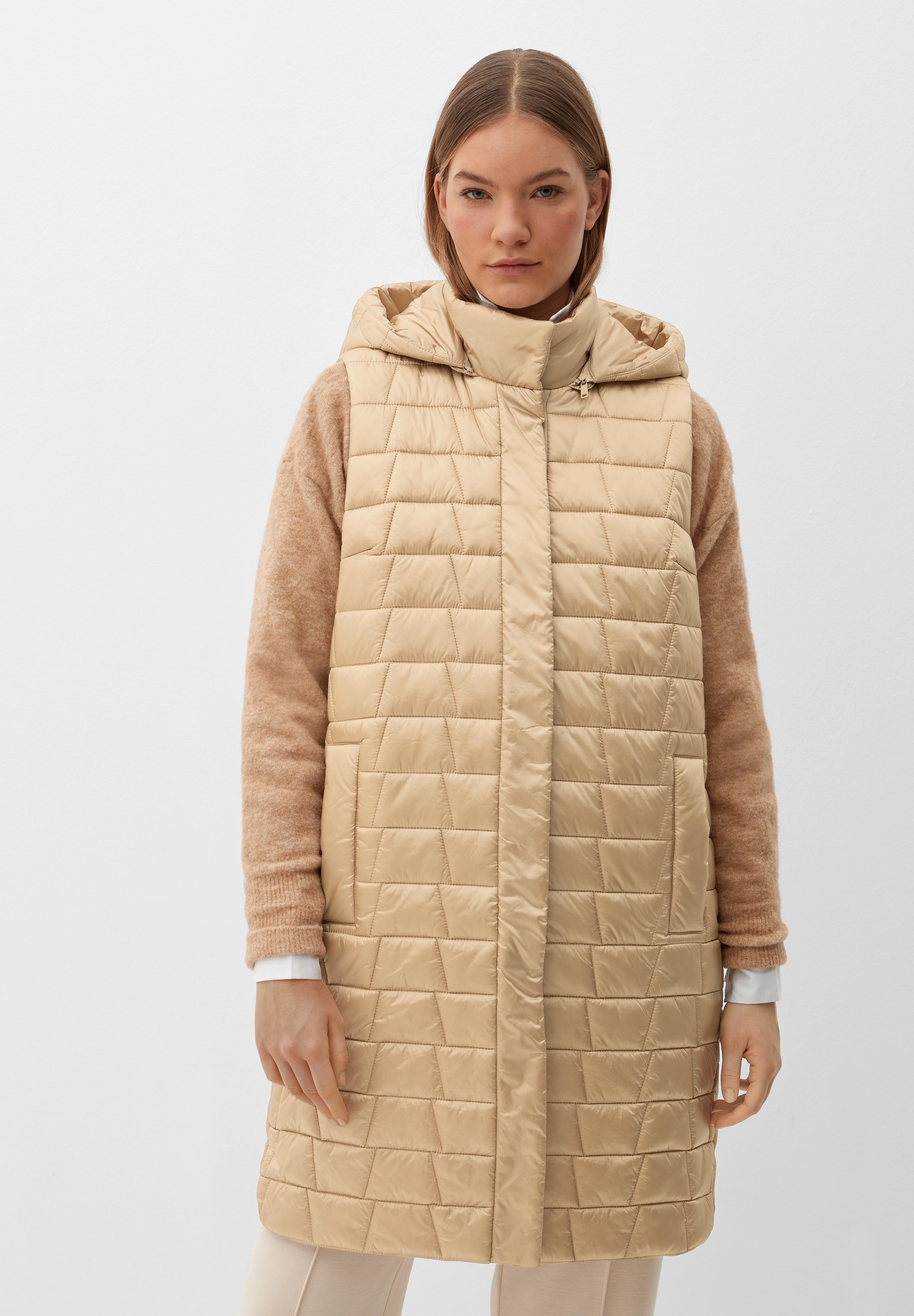 s.Oliver BLACK LABEL LANGE BODYWARMER MET AFNEEMBARE CAPUCHON - Bodywarmer  - sandstein/beige - Zalando.nl
