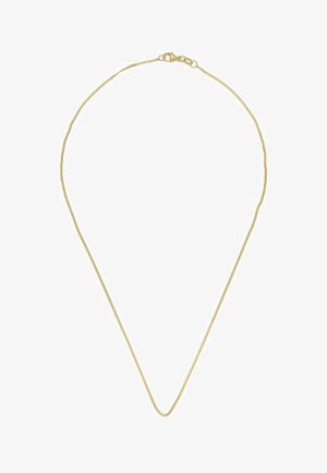 Halskette mit Kettengliedern in Goldoptik, dünnes, flexibles Design. Verfügt über eine glatte Textur und einen Karabinerverschluss für sicheren Halt.