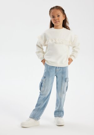 CREW NECK WITH FRILLS  - Sweatshirt - off white