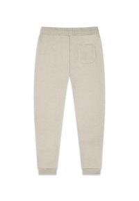 Pantaloni della tuta beige chiaro realizzati in tessuto morbido, con una vestibilità comoda, vita elastica e una tasca posteriore. I polsini sono affusolati.