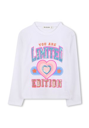 Biała koszula z długim rękawem z kolorowym napisem "You Are Limited Edition" oraz grafikami serca i gwiazdy z przodu.