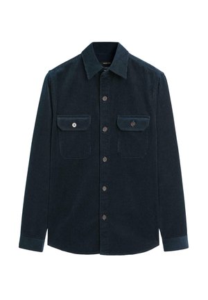 Karohemd in Dunkeltürkis, mit einer knöpfbaren Vorderseite, zwei Brusttaschen und einem klassischen Kragen mit einer strukturierten Ripp-Oberfläche.