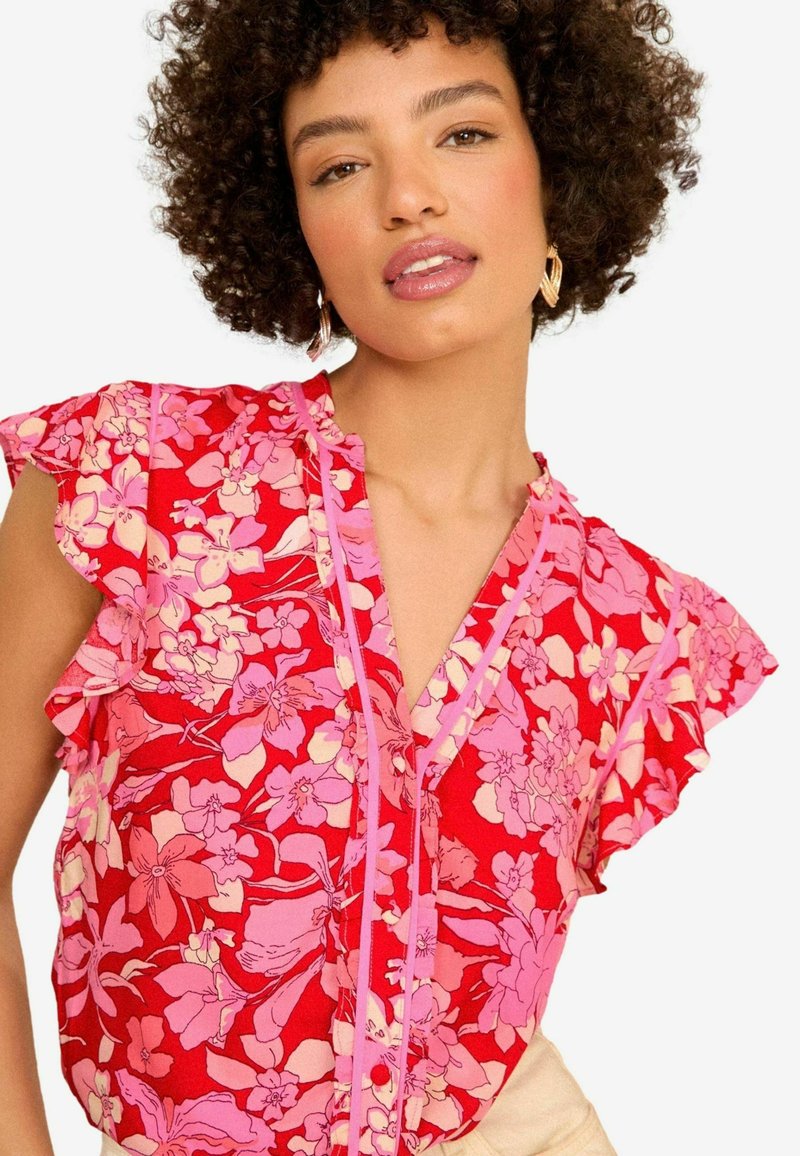 Love & Roses V NECK SLEEVE  REGULAR FIT - Pluus - red floral