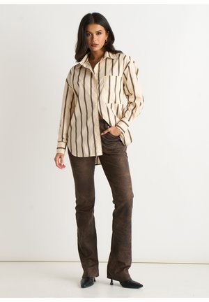STRIPE BUTTON THROUGH  - Button-down blouse - brown