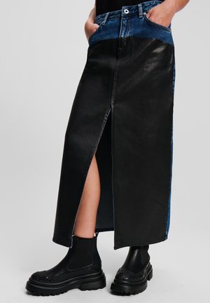 Falda larga - blue-black denim