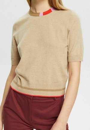 T-shirt med print - mottled beige