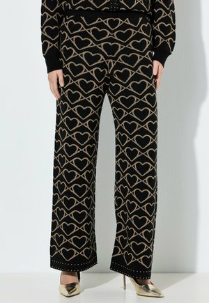 WEITES BEIN GOLDENES HERZMUSTER ZIERNIETEN - Pantaloni - black