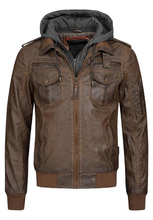 AARON - Chaqueta de cuero sintético - braun