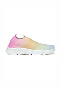 Scarpa slip-on con un design sfumato che va dal rosa al giallo al blu, realizzata in tessuto traspirante; suola bianca con grip testurizzato.