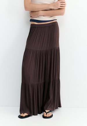 PULL&BEAR PANELLED - MIDI SKIRT - A-lijn rok - brown