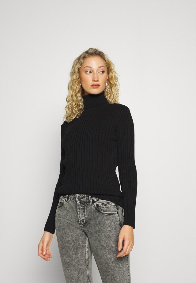 LONGSLEEVE TURTLE NECK STRUCTURE - Neule - black