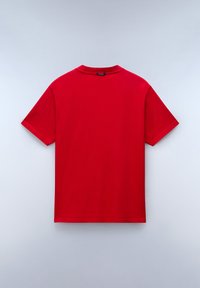 Rød bomulds T-shirt med korte ærmer, rund hals og en glat tekstur. Ingen synlige mønstre eller hardware detaljer.