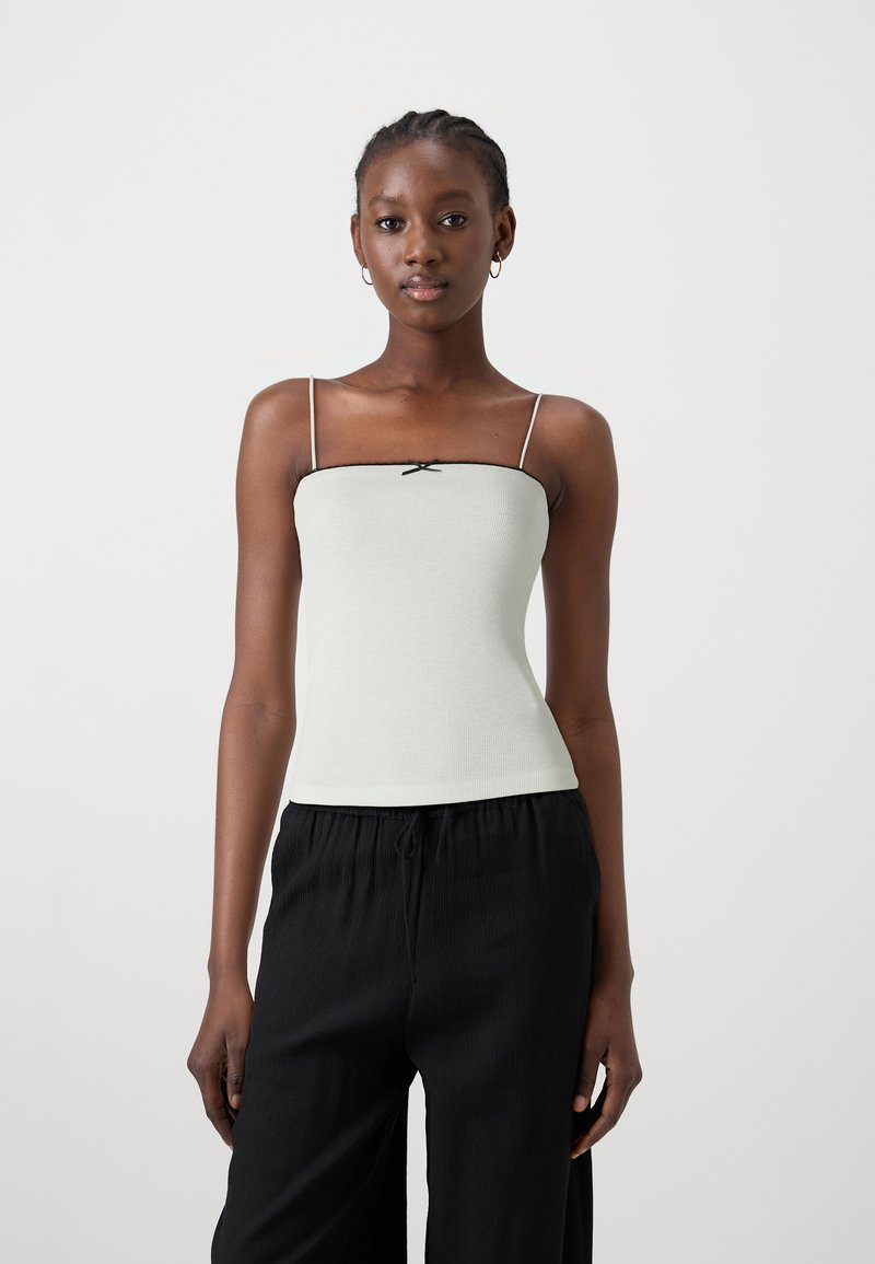 Gina Tricot BOW STRAP SINGLET - Felső - offwhite