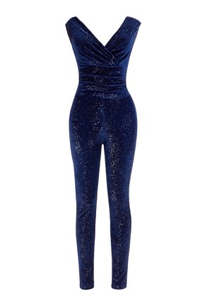 SEQUIN VELVET BARDOT - Tuta jumpsuit - navy