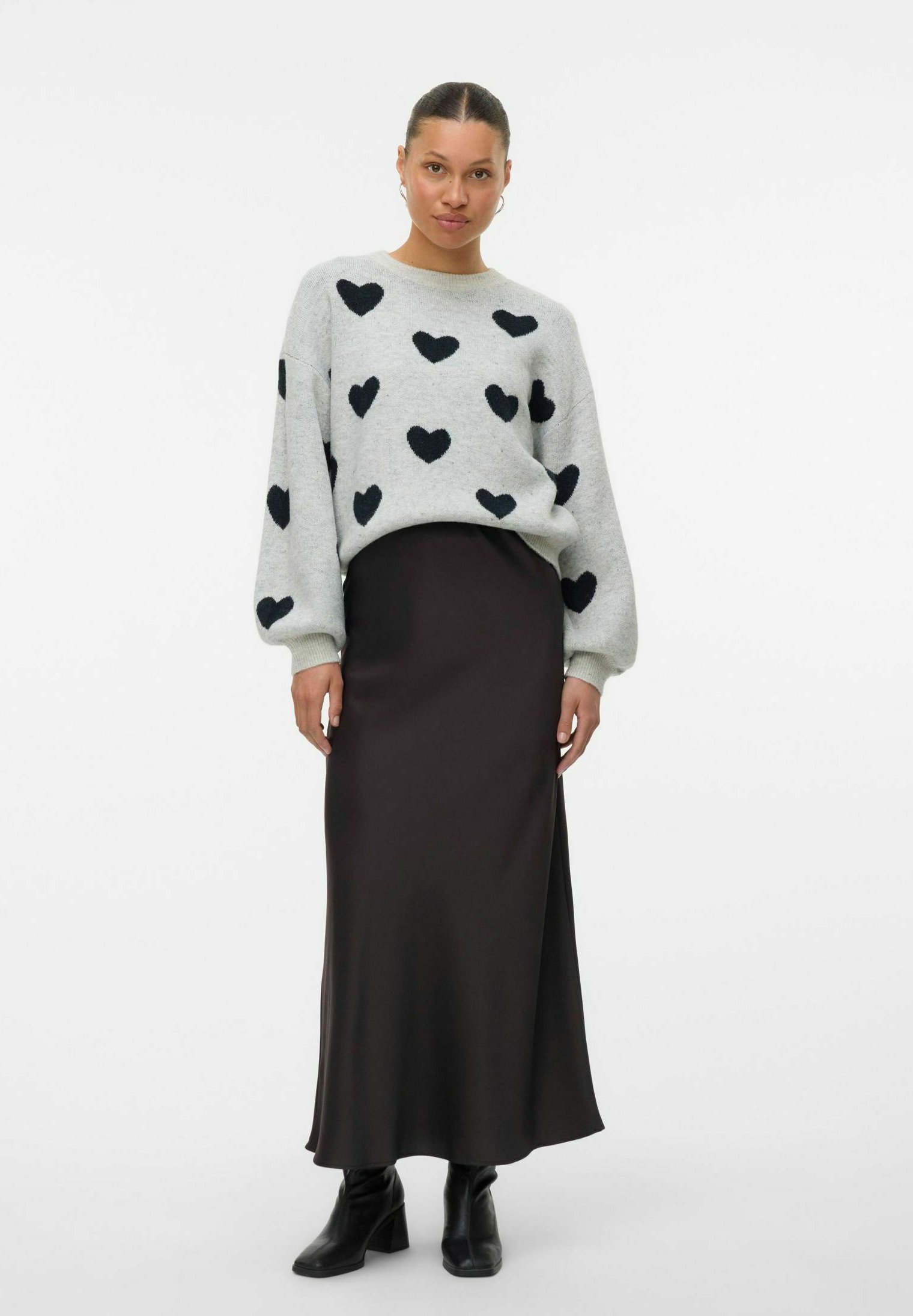 Jupe Pull Grise Et Noire à Motifs - Taille S - Mini Jupe Courte En Coton - Occasion Très Bon état