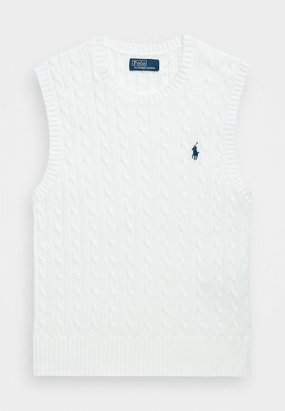 Polo Ralph Lauren CABLE KNIT COTTON SWEATER VEST - Μπλούζα - white