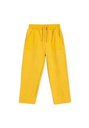 Gelbe Jogginghose mit elastischem Bund, zwei seitlichen Taschen und gerippter Struktur. Gerades Bein-Design mit gesteppten Saumdetails.