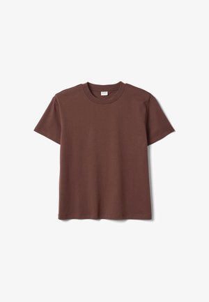 Stefanel, CREW NECK T SHIRT REGULAR FIT. - Basic T-shirt - dark brown