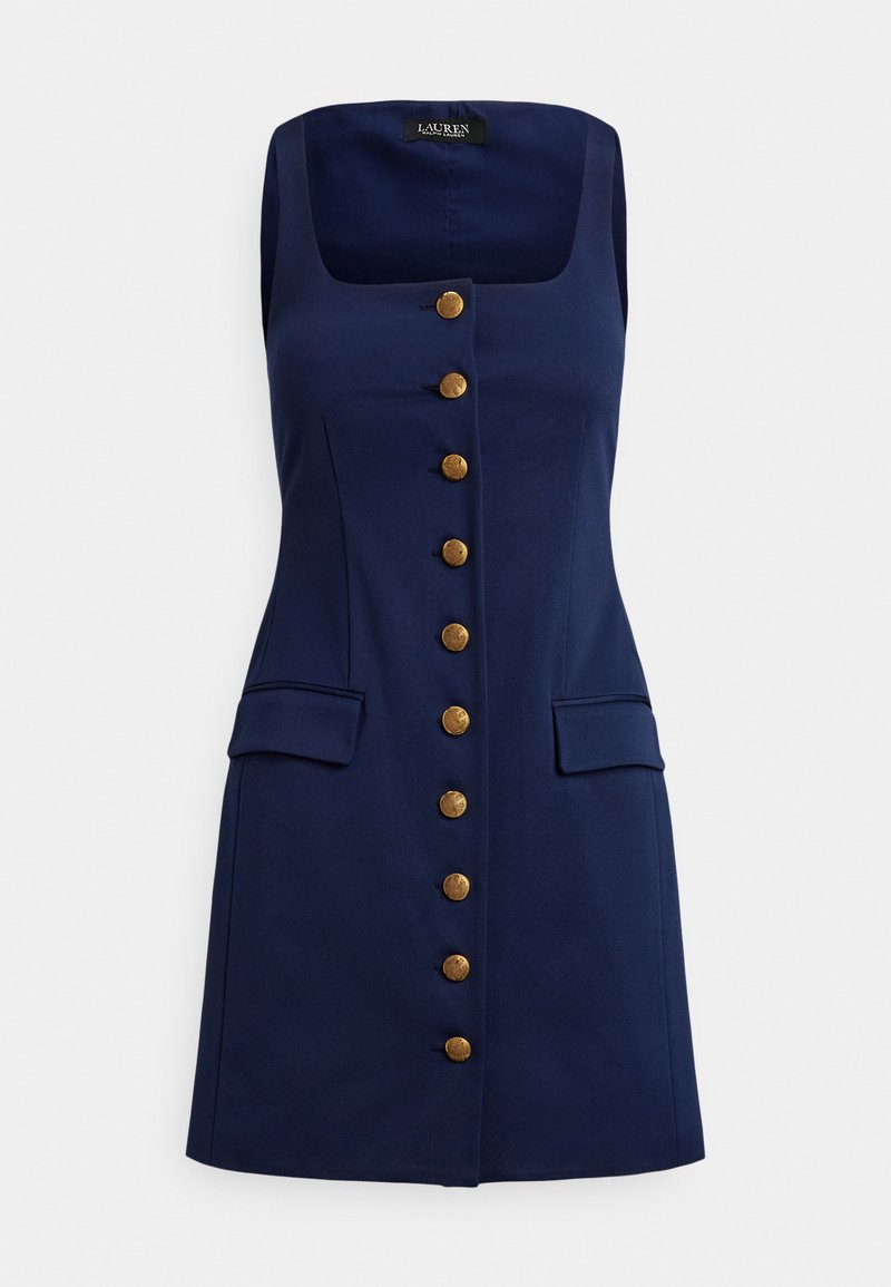 Lauren Ralph Lauren BUTTON-TRIM FAILLE COCKTAIL DRESS - Cocktail dress /  Party dress - refined navy/dark blue - Zalando.ie