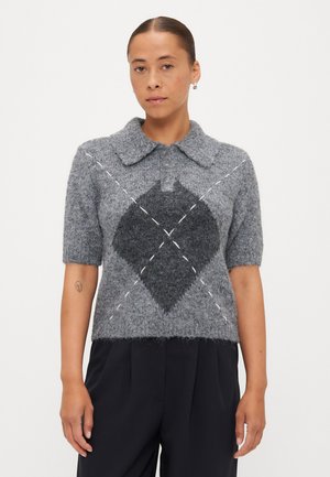 VMBLISS POLONECK - Print T-shirt - medium grey/birch