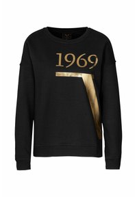 Sudadera negra con el número "1969" impreso en dorado y un diseño gráfico. Presenta un clásico cuello redondo, mangas largas y puños y dobladillo acanalados.