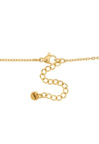 Bracelet en chaîne plaqué or avec un fermoir en homard et des maillons ajustables, agrémenté d'un charm rond marqué "hdm". Fini lisse, design délicat.