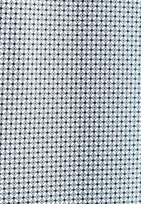 Gros plan d'un tissu avec un motif répétitif de petits losanges noirs sur un fond blanc texturé.