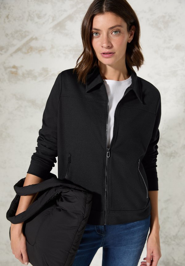 JACKE MIT HEMDKRAGEN - Sweatjacke - schwarz