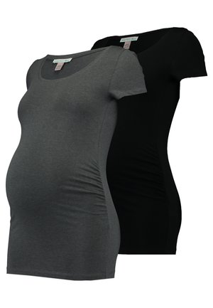 2 PACK - T-shirts - dark gray/black