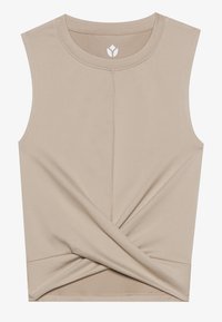 CROPPED SLEEVELESS TOP WITH WRAP FRONT - Top - beige