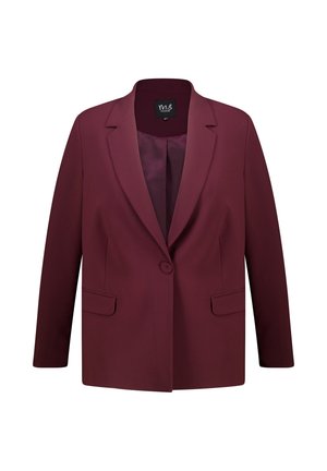 Bordeaux blazer met een notch-revers, enkele knoopsluiting, twee voorkezen en een gladde voering. Classieke, getailleerde vorm.