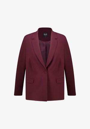Bordeaux blazer met een notch-revers, enkele knoopsluiting, twee voorkezen en een gladde voering. Classieke, getailleerde vorm.