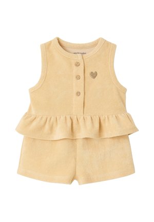 Vertbaudet, VERTBAUDET BABY-SET: VOLANT-TOP MIT HERZSTICKEREI UND SHORTS, FROTTEE SET - Blouse - hellgelb