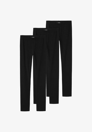 Kolm paari musti täispikki retuuse on asetatud kõrvuti valge tausta peale.