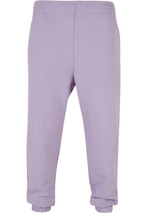 Lilla sweatpants lavet af blødt bomuld har en elastisk talje og ribbede mansjetter, med en afslappet pasform og uden synlige mønstre.