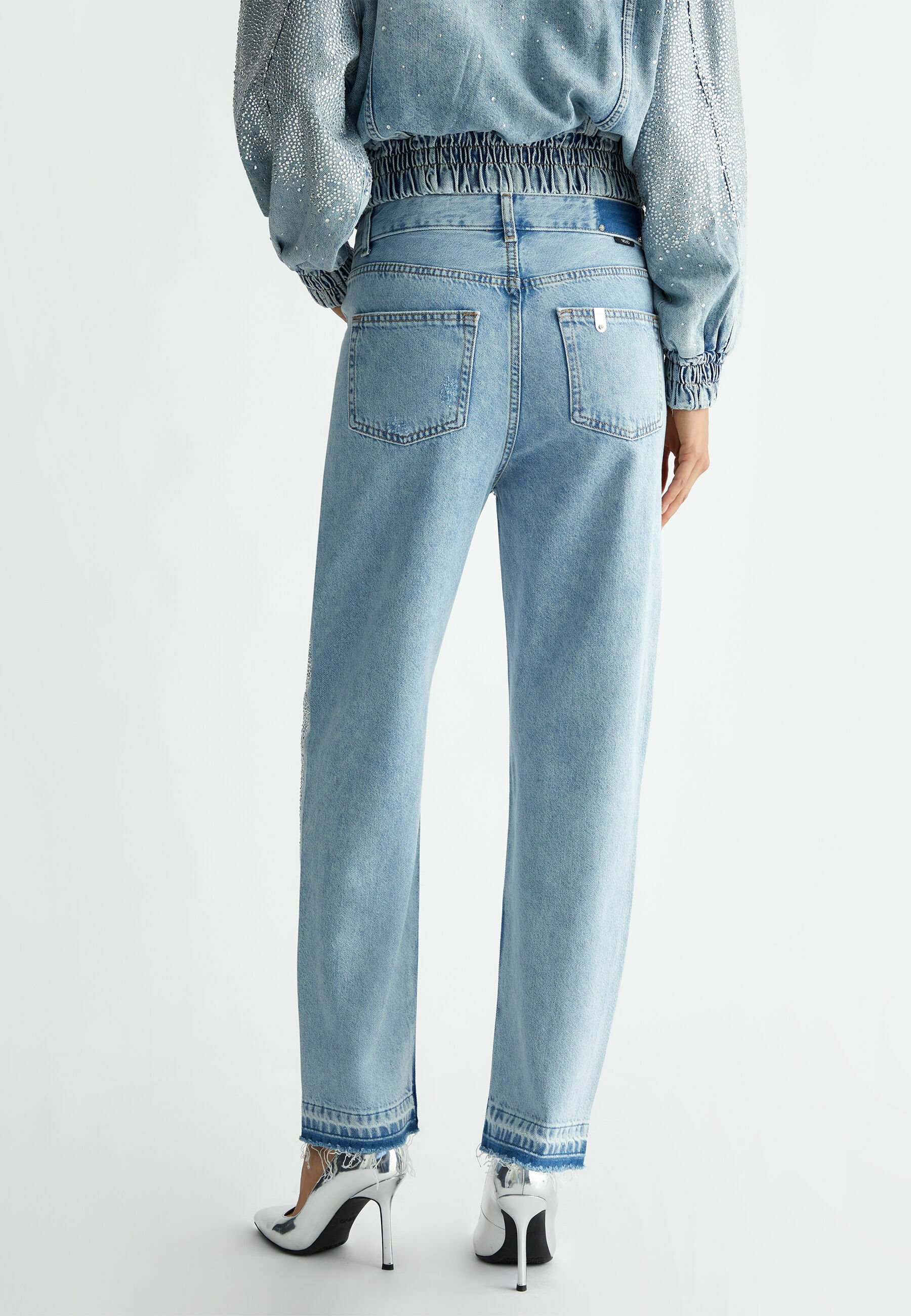 LIU JO WITH RHINESTONES - Straight leg jeans - blue denim LIU JO WITH RHINESTONES - Straight leg jeans - blue denim