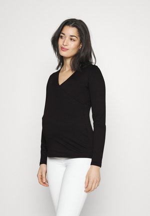 Vero Moda Maternity VMMRIVA FAKE WRAP  - Μπλούζα με μακριά μανίκια - black