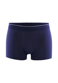Boxer briefs da uomo in cotone blu navy con una vita comoda e dettagli cuciti. Tessuto morbido e design aderente per un uso quotidiano.