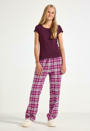 Lindex, PJYAMAS TROUSERS FLANELL UNISEX SET - Nachtwäsche Hose - dark lilac